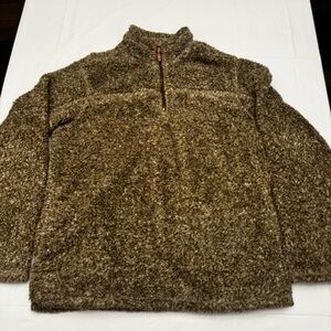 Alpine Sherpa Men’s Brown Pullover 1/4 Zip Outdoor Warm Sweater Sz Large